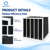 Activated carbon HVAC pocket bag air filter with an aluminum frame, custom pocket configuration and specified filtration grade