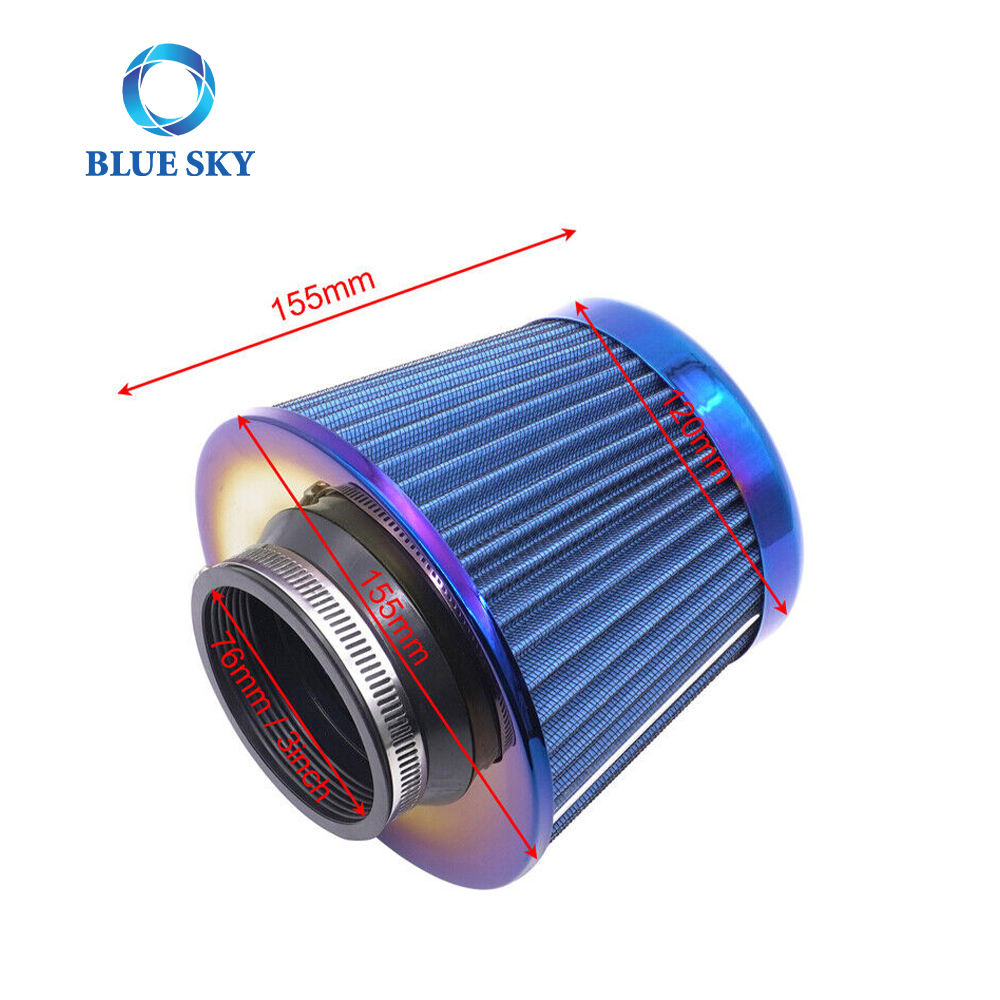 Bluesky Universal Car Engine Modified Air Filter 3" inch 76mm High Flow Cold Air Short Ram Automobile Intake Filter