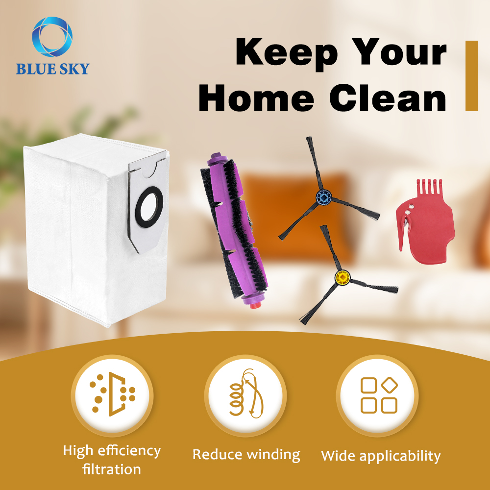 Vacuum Cleaner Parts for Midea V12 V10 W11 Robot Vacuums Roller Brush Side Brush Mop Cloth Dust Bag HEPA Filter Replacement
