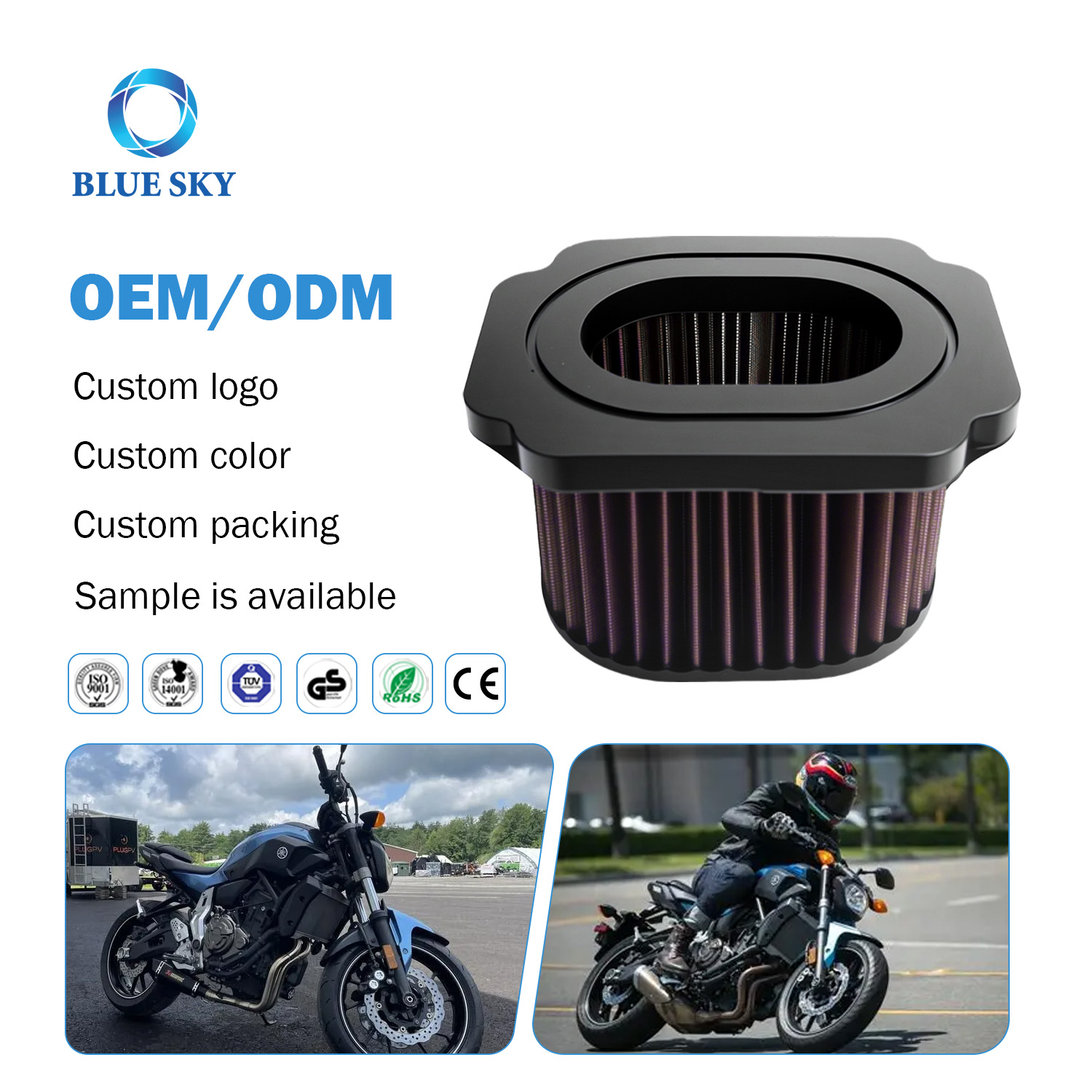 OEM ODM Motorcycle Air Filter 1WS-14450-00 for Yamaha MT-07 MT07 2014-2023