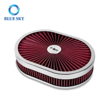 High Performance Customized 12''x2'' Washable Oval air Filter Kit for 5-18'' Carb Neck