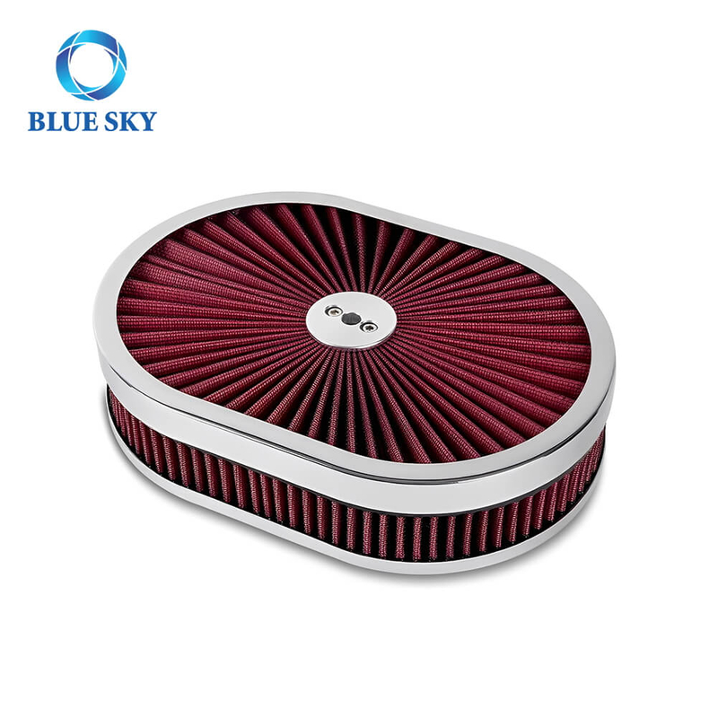 High Performance Customized 12''x2'' Washable Oval air Filter Kit for 5-18'' Carb Neck