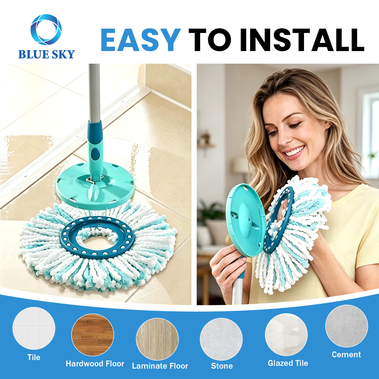 round microfiber mop head replacement compatible with Leifheit Clean Twist Disc Mop M 2 fiber floor cleaning refill