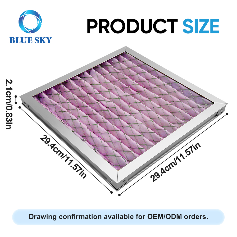 Pleated synthetic fiber HVAC panel filter helps capture dust lint fibers and common airborne particles in ventilation systems