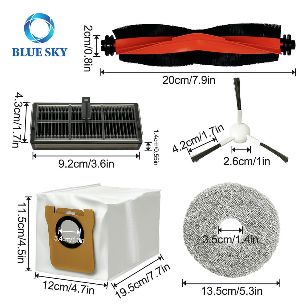 Size of Accessories Kit for Xiaomi Mijia M30S D103CN Robot Vacuum Cleaner Parts