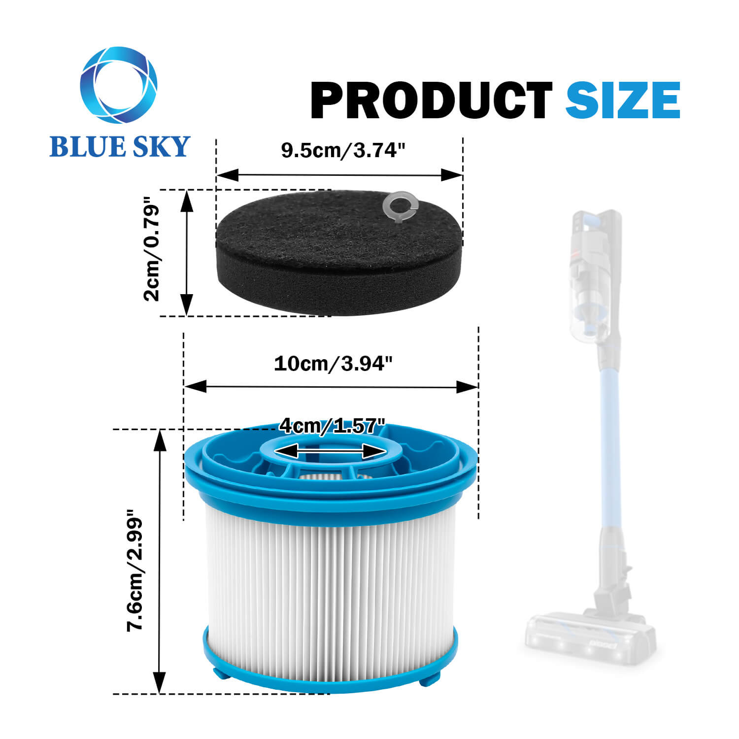 Size of 4039 4052 HEPA Filter for PowerClean FurGuard 280W, FurFinder 200W 4205 4026 4031 4137 Vacuum Cleaner Replacement Filter