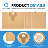 20L paper dust filter bag details showing reinforced inlet collar durable paper material sealed edges and large collection capacity