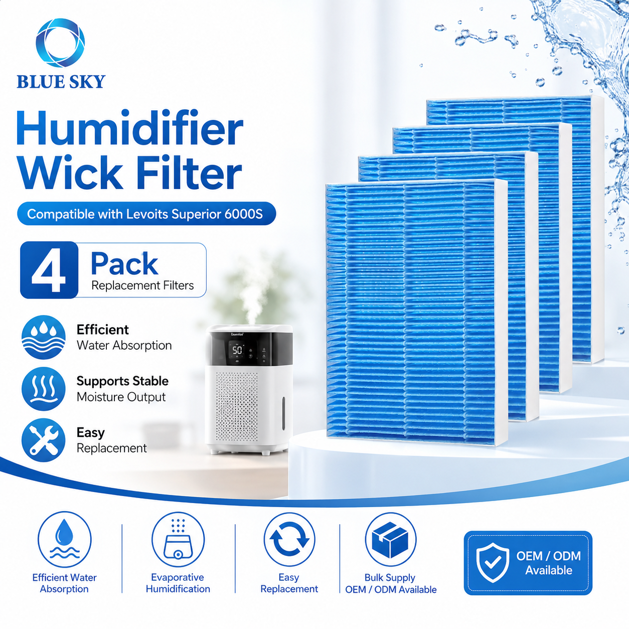 Humidifier Wick Filter Compatible with Levoits Superior 6000S